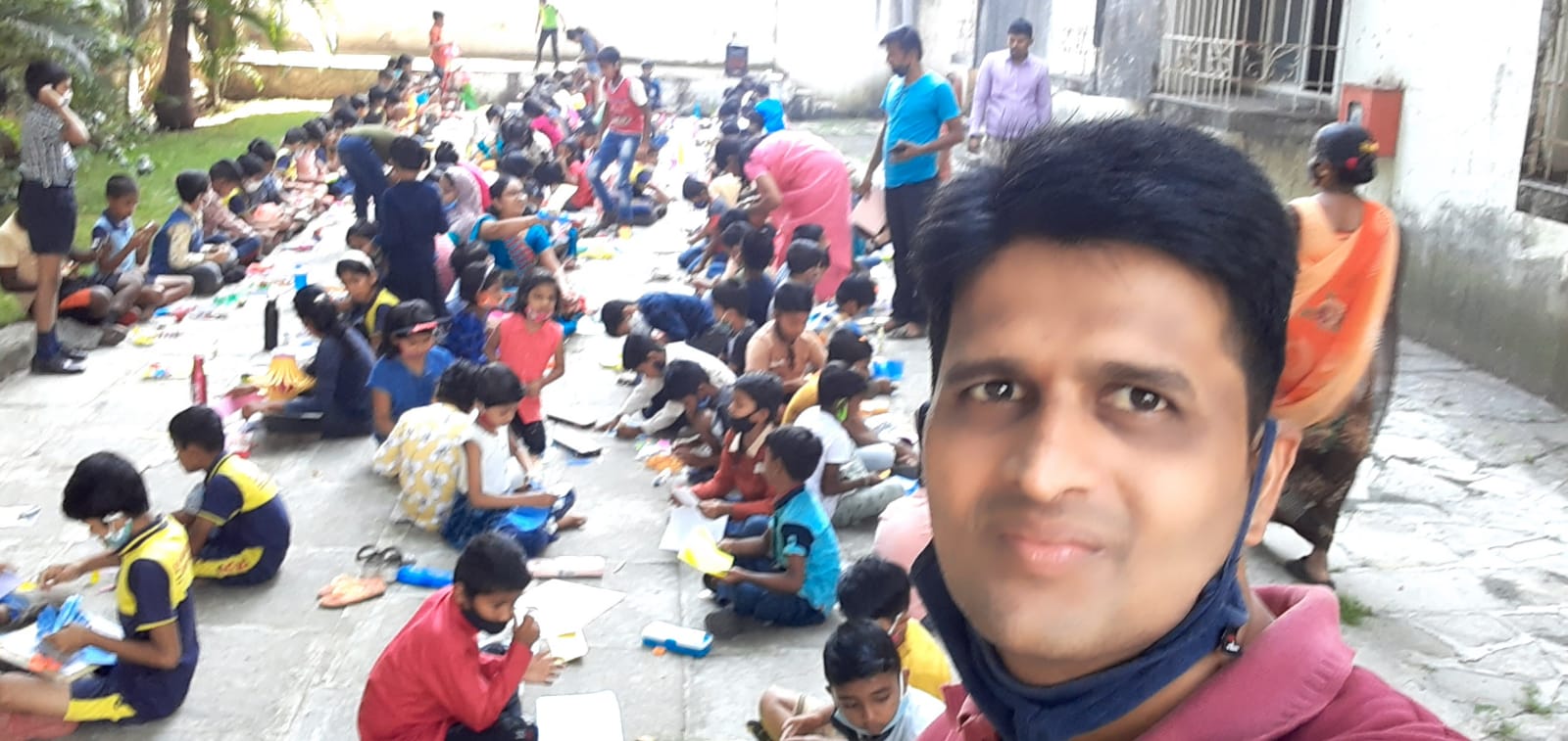 NAV Krishna Valley school students Making Diya and Panti