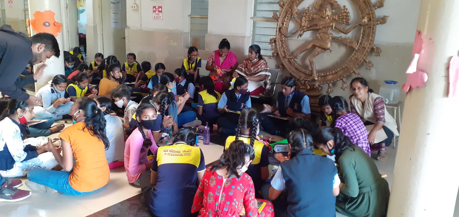 NAV Krishna Valley school students Making Diya and Panti 